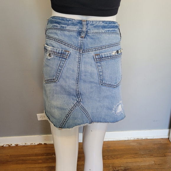 The Gap Denim Distressed and Embellished Mini Skirt, VGUC, Size 4 - Picture 7 of 12